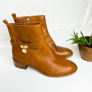 MICHAEL KORS Caramel Tan Leather Ankle Boots